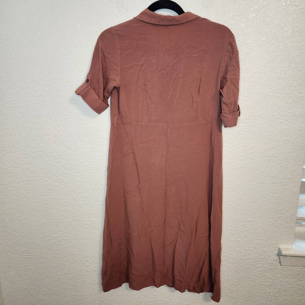 Figs Button-Front Shirt Dress in Dusty Rose - Picture 13 of 15